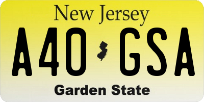 NJ license plate A40GSA