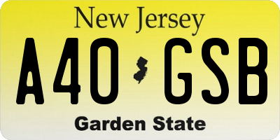 NJ license plate A40GSB