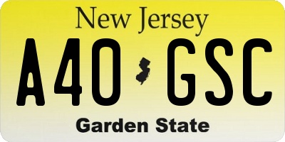 NJ license plate A40GSC