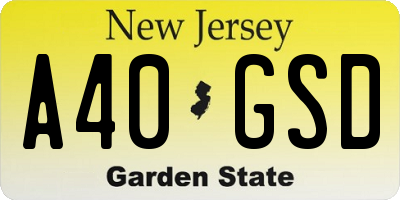 NJ license plate A40GSD