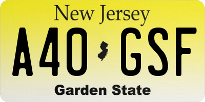 NJ license plate A40GSF