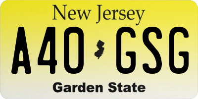 NJ license plate A40GSG