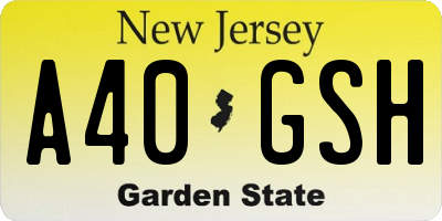 NJ license plate A40GSH