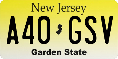 NJ license plate A40GSV