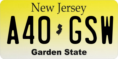 NJ license plate A40GSW