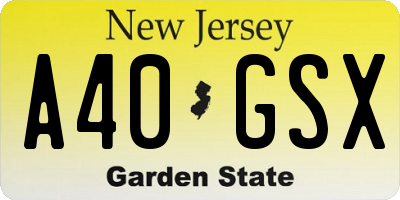 NJ license plate A40GSX