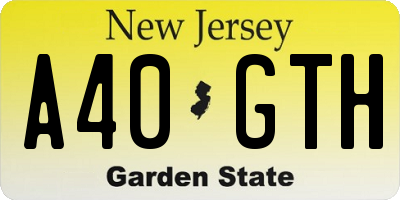 NJ license plate A40GTH