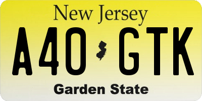 NJ license plate A40GTK