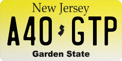 NJ license plate A40GTP