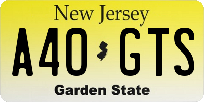 NJ license plate A40GTS