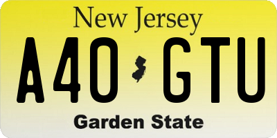 NJ license plate A40GTU