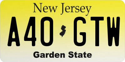 NJ license plate A40GTW