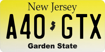 NJ license plate A40GTX