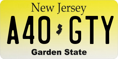 NJ license plate A40GTY