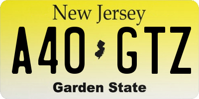 NJ license plate A40GTZ