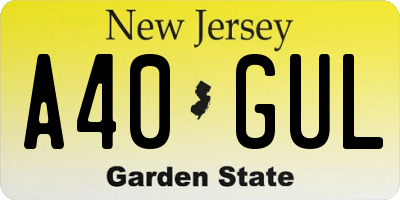 NJ license plate A40GUL