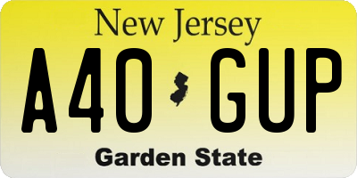 NJ license plate A40GUP