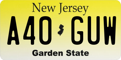 NJ license plate A40GUW