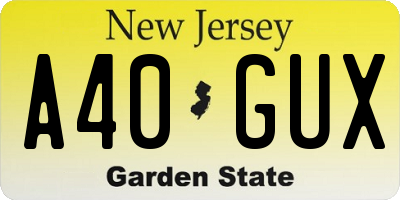 NJ license plate A40GUX