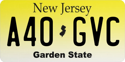 NJ license plate A40GVC