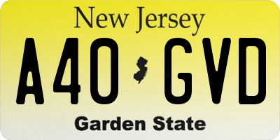 NJ license plate A40GVD