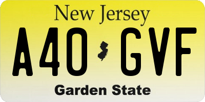 NJ license plate A40GVF
