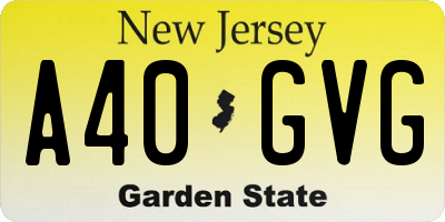 NJ license plate A40GVG