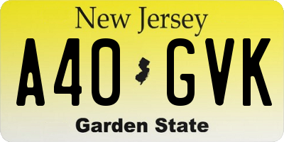 NJ license plate A40GVK