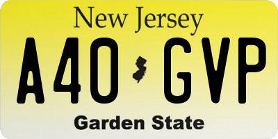 NJ license plate A40GVP