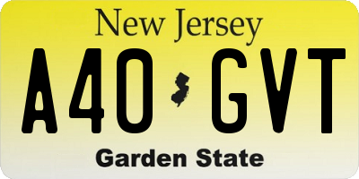 NJ license plate A40GVT