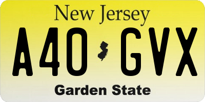 NJ license plate A40GVX