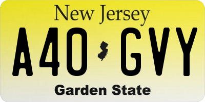NJ license plate A40GVY