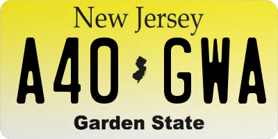 NJ license plate A40GWA