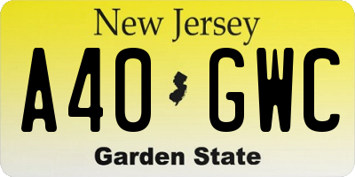 NJ license plate A40GWC