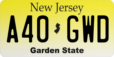 NJ license plate A40GWD
