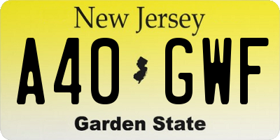 NJ license plate A40GWF