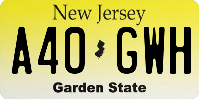 NJ license plate A40GWH