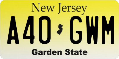 NJ license plate A40GWM