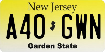 NJ license plate A40GWN
