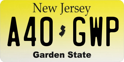 NJ license plate A40GWP
