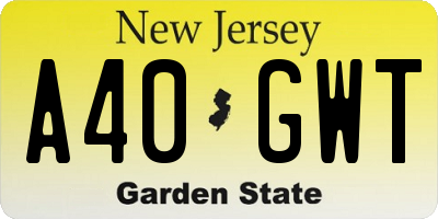 NJ license plate A40GWT