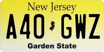 NJ license plate A40GWZ
