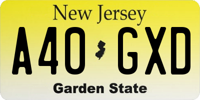 NJ license plate A40GXD