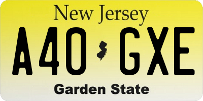 NJ license plate A40GXE