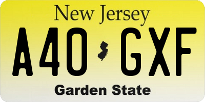 NJ license plate A40GXF