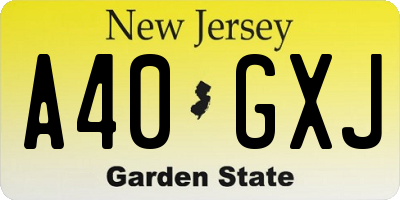 NJ license plate A40GXJ