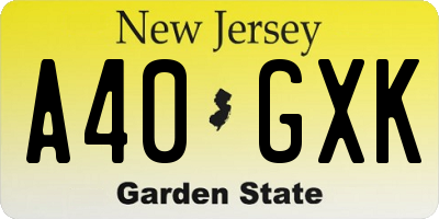 NJ license plate A40GXK