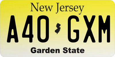 NJ license plate A40GXM