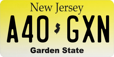 NJ license plate A40GXN