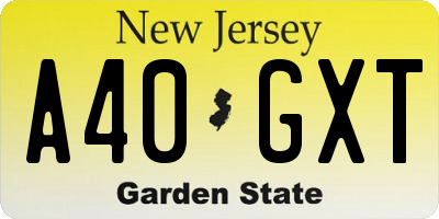 NJ license plate A40GXT